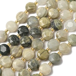 Нити бусин из натурального зеленого рутилированного кварца G-C116-A145-01