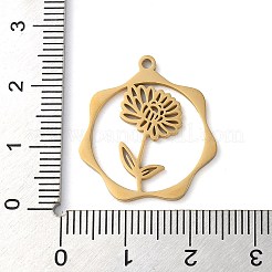 304ステンレスペンダント  花  ゴールドカラー  23.5x21.5x1mm  穴：1.5mm&nbsp;STAS-P338-01B-G