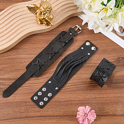 3 bracelet en cordon de simili cuir pour homme&nbsp;BJEW-CL0001-54A