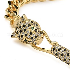 Braccialetti con maglie e ciondoli con micro pavé di zirconi in ottone&nbsp;BJEW-K261-02G-01