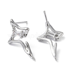 Фурнитура для сережек-гвоздиков из латуни с ромбами из кубического циркония&nbsp;LS-KK-B087-05P