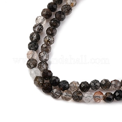 Нити бусин из натурального черного рутилированного кварца G-RM250104-C3