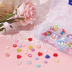 350шт 10 стиля прозрачные и непрозрачные акриловые бусины в форме сердца и звезды&nbsp;TACR-YW0001-33