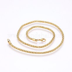 304ステンレススチールポップコーンチェーンネックレス  カニカン付き  ゴールドカラー  18.1インチ（46cm）  3.2mm&nbsp;MAK-L015-23D