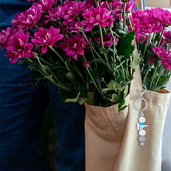 3 шт. 3-цветный металлический брелок для ключей с бусинами для изготовления украшений своими руками&nbsp;KEYC-FH0001-41