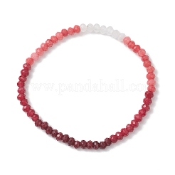 マレーシア産天然翡翠の染色ロンデルビーズストレッチブレスレット（女性用）  グラデーションカラー  レッド  ビーズ：4.5x3.5mm  内径：2.20インチ（5.6cm）&nbsp;BJEW-JB13042-02