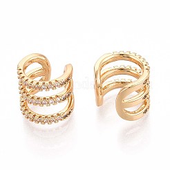 Латунные серьги-манжеты из прозрачного кубического циркония EJEW-T047-86G
