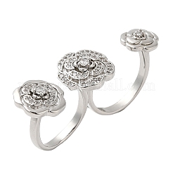 Латунные кольца на два пальца&nbsp;RJEW-Q778-56P