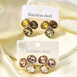 Серьги-гвоздики из нержавеющей стали 304 со стразами&nbsp;EJEW-M070-03G