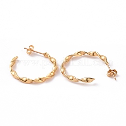 Серьги-гвоздики волнообразной формы из нержавеющей стали 201 со штифтами из нержавеющей стали 304 EJEW-G298-03G