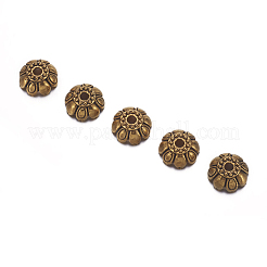 チベット風ビーズキャップ  カドミウムフリー＆鉛フリー  花  アンティーク黄金  サイズ：直径約10mm  穴：1.5mm&nbsp;GAA162