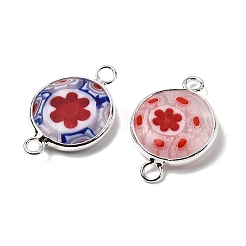 Плоские круглые подвески-соединители ручной работы миллефиори&nbsp;LAMP-D002-02A-S