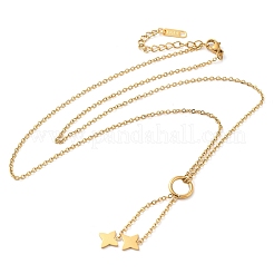 PVD 真空メッキ 304 ステンレス スチール スター ペンダント ラリアット ネックレス  ミックスカラー  20.08インチ（51cm）&nbsp;NJEW-G125-06