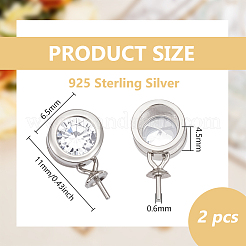 2 шт. 925 подвески из стерлингового серебра с микропаве из кубических цирконий&nbsp;STER-BC0003-60P