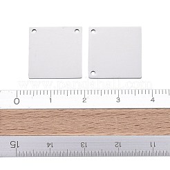 変色しにくい201ステンレススチールペンダント  鏡面研磨仕上げ  正方形  ステンレス鋼色  16x16x1mm  穴：1mm&nbsp;STAS-S105-T614-1-16
