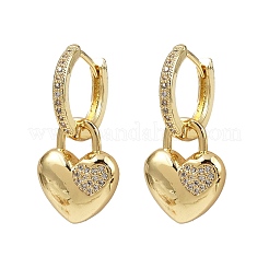 Латунные серьги-кольца из прозрачного кубического циркония EJEW-S275-01G