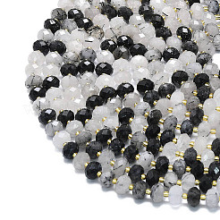 Нити натуральных кварцевых бусин черного турмалинового цвета&nbsp;LS-G-P573-A62-01