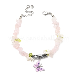 Браслеты из сплава с подвесками в виде бабочек с принтом&nbsp;BJEW-JB12404-02