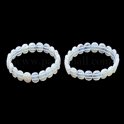 Braccialetti elastici con perline sfaccettate in opalite per donna&nbsp;BJEW-K251-07Q