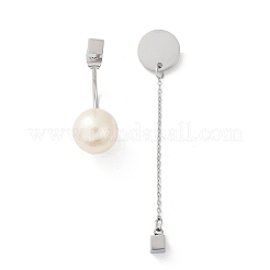 Серьги-гвоздики из пластика с имитацией жемчуга из нержавеющей стали 304 EJEW-Z089-19P