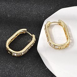 Серьги-кольца из латуни с прозрачным кубическим цирконием&nbsp;EJEW-L308-04G