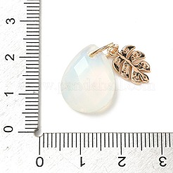 オパールペンダント  真鍮クリスタルラインストーンリーフ付きファセットティアドルプチャーム  ライトゴールド  18x13.5x6mm  葉：13.5x8.5x2mm  丸カン：8x0.8ミリ  内径：5.8mm&nbsp;G-K422-02KCG-02