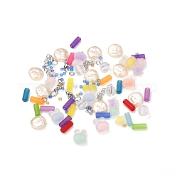 DIYジュエリーセット製作キット  ラウンド＆カラム＆スター＆ラビットヘッドアクリルビーズを含む  ABSプラスチックビーズ  ガラスシードビーズ  合金の留め金  アイアン丸カン＆エンドチェーン  ミックスカラー  ビーズ：1090個/セット&nbsp;DIY-YW0003-74