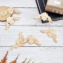 Artisanat d'applique onlay sculpté en bois massif naturel&nbsp;WOOD-WH0107-23