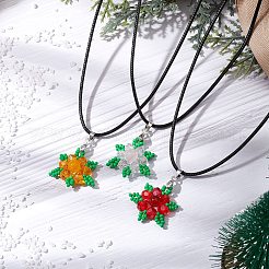 3 pièce 3 styles de colliers pendentifs en cornaline naturelle (teinte et chauffée) et en jade malaisien teinté et en quartz rose et en flocon de neige en verre&nbsp;NJEW-JN05054