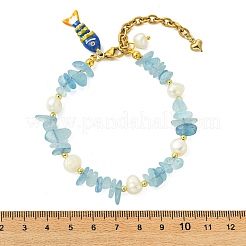 Braccialetti con ciondoli a forma di pesce in ottone smaltato&nbsp;BJEW-JB14062-02