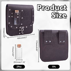 Sac ceinture médiéval rectangulaire en cuir PU avec 2 bouteille de potion en verre&nbsp;AJEW-WH0696-575A
