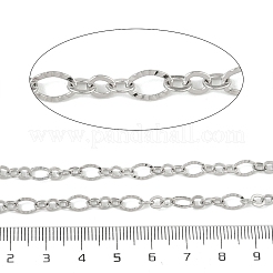 304ステンレススチールリンクチェーン  テクスチャ付き楕円形  ハンダ付け  スプールで  ステンレス鋼色  7.5x5x0.5ミリ＆5x4x0.5mm&nbsp;CHS-G052-02P