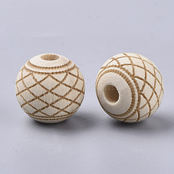 Perles européennes en bois naturel non fini&nbsp;WOOD-T025-001D-LF