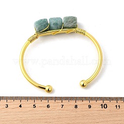 Браслеты-манжеты из натуральных бусин амазонита для женщин&nbsp;BJEW-Q035-01G-01