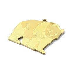 ステンレスペンダント201個  レーザー切断  パンダチャーム  ゴールドカラー  24.5x27.5x1.5mm  穴：1.6mm&nbsp;STAS-R118-15G