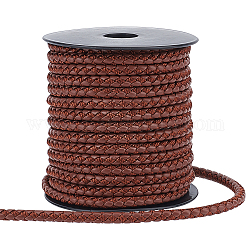 Cordones de cuero de imitación redondas, coco marrón, 5mm, alrededor de 10.94 yarda (10 m) / rollo