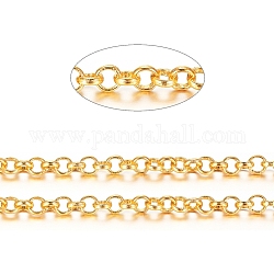 Brass Rolo Chains, Belcher Chains, Soldered, Long-Lasting Plated, with Spool, Cadmium Free & Nickel Free & Lead Free, Golden, 3x1mm, about 301.83 Feet(92m)/roll