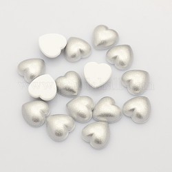Heart Acrylic Cabochons, Silver, 8x8x3.12~3.2mm