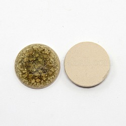 Flache runde handgemachte Knistern Porzellan Cabochons, Olive, 20x4 mm