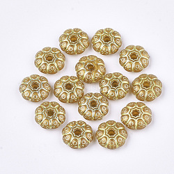 Beschichtung Acryl-Perlen, Metall umschlungen, Blume, dunkelgolden, 10.5x4 mm, Bohrung: 1.8 mm, ca. 1800 Stk. / 500 g