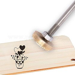 OLYCRAFT Wood Leather Branding Iron 3cm Branding Iron Stamp Custom Logo BBQ Heat Stamp with Brass Head and Wood Handle for Woodworking and Handcrafted Design - Potted Heart
