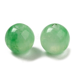 Perle di resina traslucida, Glitter perline, tondo, verde chiaro, 8x7.5mm, Foro: 1.8 mm