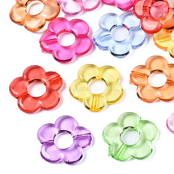 Cadres de perles acryliques transparentes, fleur, couleur mixte, 18x19x4mm, Trou: 1.2mm, diamètre intérieur: 6 mm, environ 690 pcs/500 g