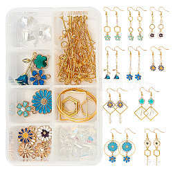 SUNNYCLUE DIY Dangle Earring Making Kits, Including Alloy Enamel Pendants, Alloy Links, Glass Beads, Brass & Alloy Linking Rings, Brass Earring Hooks, Iron Pins, Mixed Color, 15x12.5x4mm, Hole: 1.4mm