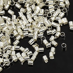 2MM Brass Tube Crimp Beads, Cadmium Free & Lead Free, Silver Color Plated, Fashion Accessory Jewelry DIY, about 2mm wide, 2mm long, hole: 1.5mm, about 955pcs/10g