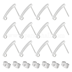 UNICRAFTALE About 80 Pcs Rectangle Bar Stud Earring 304 Stainless Steel Stud Earring Findings with Loops and Ear Nut Earring Stud Hypoallergenic Post Earring for DIY Earrings Craft Making Supplies