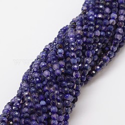 Natürliche Achat Perle Stränge, gefärbt, facettiert, Runde, dunkelblau, 4 mm, Bohrung: 0.8 mm, ca. 90~92 Stk. / Strang, 14 Zoll