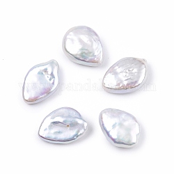 Perlas de keshi barrocas naturales, Abalorios de agua dulce, ningún agujero, gota, blanco floral, 14.5~15.5x10.5~11.5x5mm