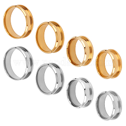 Unicraftale 8 шт. 8 стиля 201 настройки кольца из нержавеющей стали с рифлением для пальцев, кольцевой сердечник, для изготовления инкрустации, золотые и нержавеющая сталь цвет, 1 шт / цвет