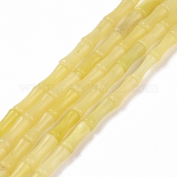 Fili di perle giada limone naturale, bastone di bambù, 12.5x5.5mm, Foro: 1 mm, circa 31pcs/filo, 15.75 pollice (40 cm)
